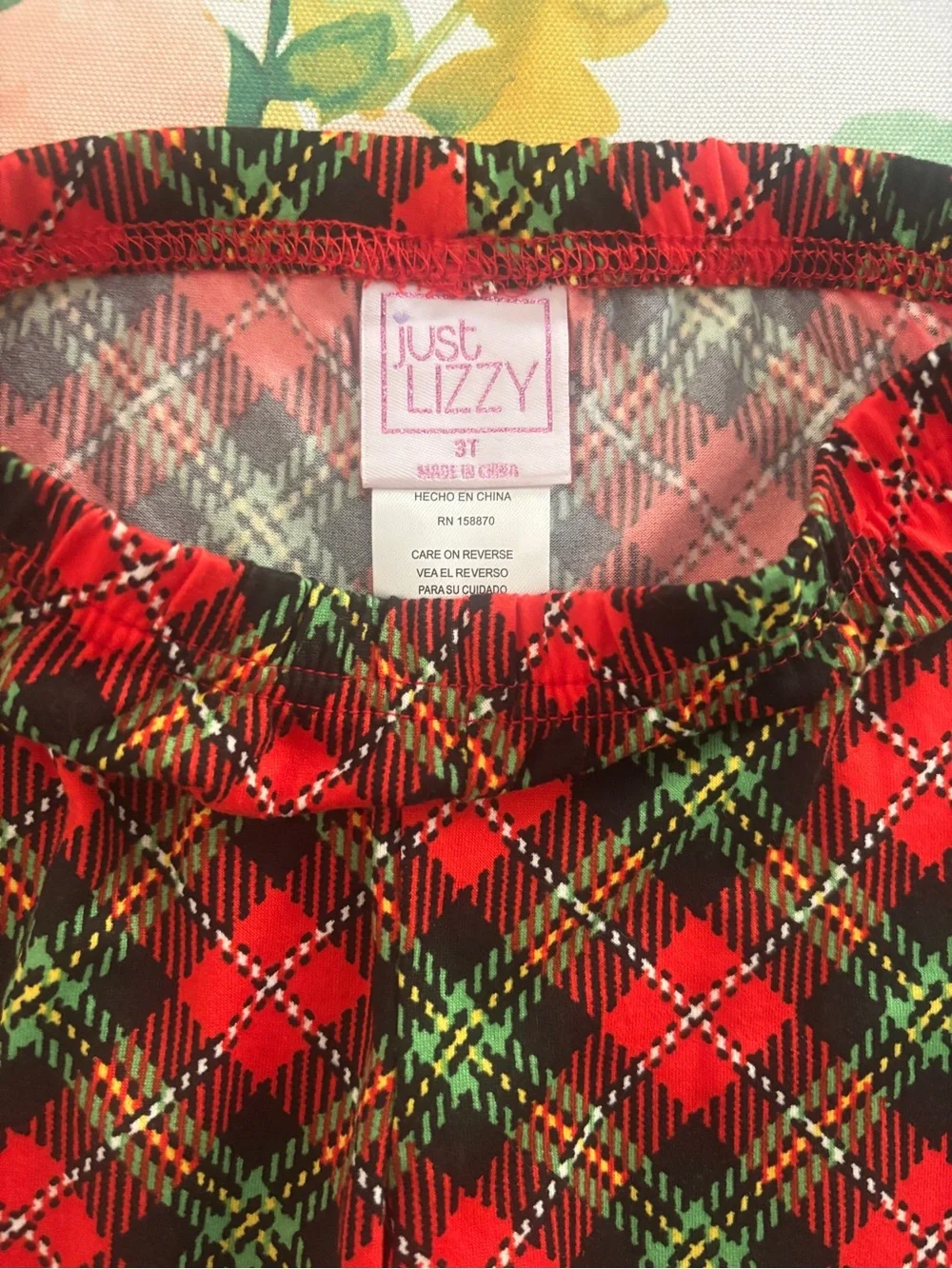 Red Fuzzy Sparkle Girls Sweater - Red and Green Plaid Pants